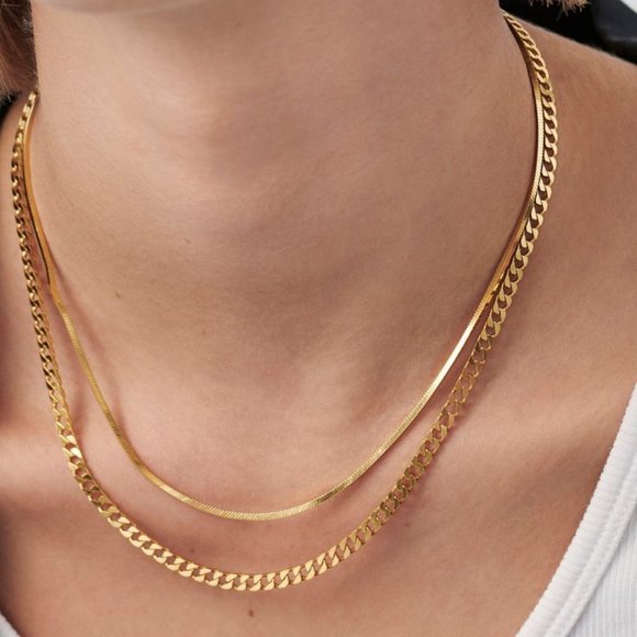 Missoma Lucy Williams Gold Square Snake Chain Necklace - Picture 1 of 10